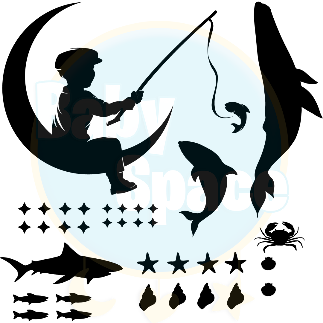 Niño pescador luna y peces 13000