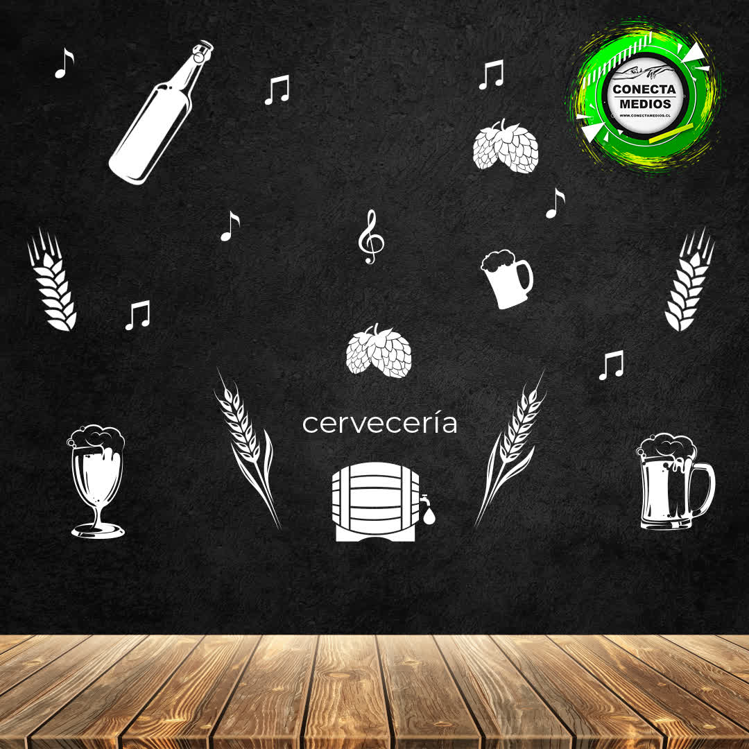 Vinilo adhesivo de Cervecería, barril, vasos, Cebada otros